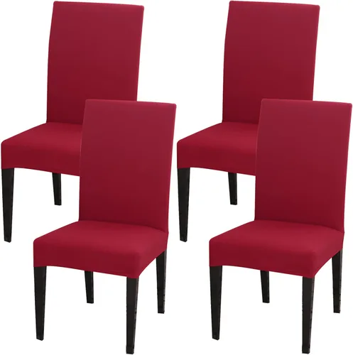 Vista 19 de Juego de 4 fundas para sillas de comedor, fundas elásticas de elastano para sillas de comedor, extraíbles y lavables, protectores desmontables