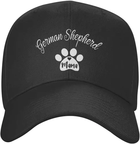 Vista 3 de Gorro de pastor alemán con pico de pata de mamá, ajustable, color sólido, curvado, unisex, negro