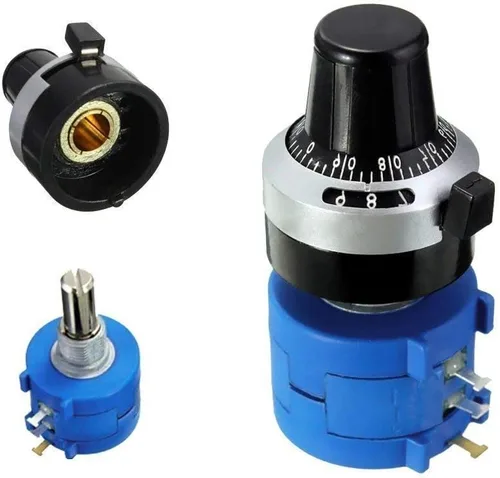 Vista 3 de Resistencia de 1K Ohm Potenciómetro de 10 giros Potenciómetro de precisión ajustable de 2 W bobinado de alambre multigiro con dial de conteo de 10