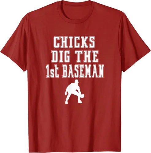 Vista 17 de Chicks Dig First Baseman - Camiseta de primera base Beisbol Player, Negro