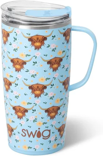 Vista 20 de Swig Life Taza de Viaje de 18 oz, Vaso Aislante con Asa y Tapa, Taza de Café de Viaje, Compatible con Portavasos, Acero Inoxidable, Vaso de 18 oz