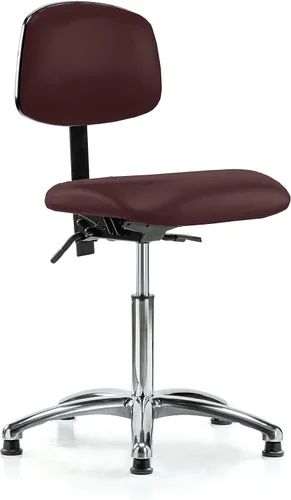 Vista 67 de Perch - Silla de laboratorio con ruedas cromadas con soporte de respaldo ajustable, altura del escritorio de 17 a 22 pulgadas, tela negra