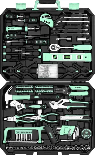 Vista 11 de DEKOPRO Juego de herramientas: Kit de herramientas para el hogar de 228 piezas, juego de herramientas de reparación básica para el hogar viene