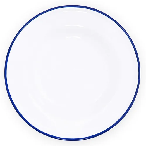 Vista 4 de Enamelware - Plato de ensalada elevado, 8 pulgadas, blanco vintage/negro (individual)