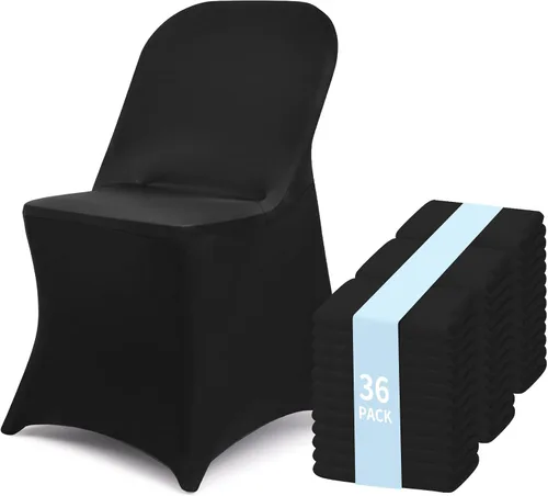 Vista 16 de Fixwal 1 funda elástica negra plegable de elastano para silla