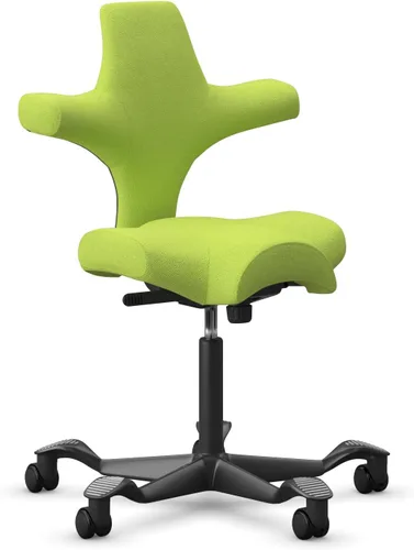 Vista 14 de HAG Capisco Sit to Stand - Silla de pie con marco blanco, tapizado, color rosa rubor Pink Blush