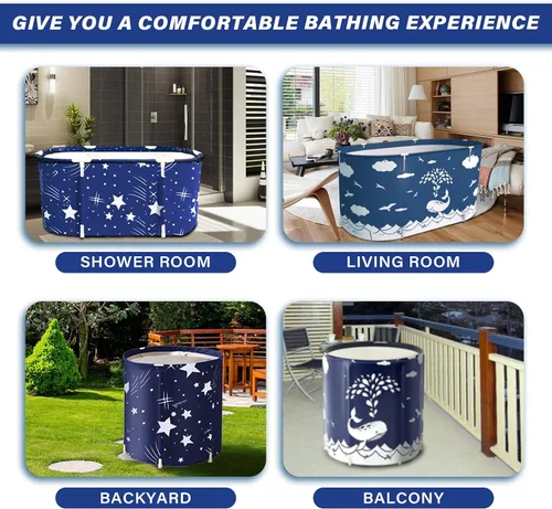 Vista 6 de BDL Bañera Plegable Portátil para Remojo, Bañera de SPA Familiar Separada para Adultos, Bañera Independiente para Cabina de Ducha, Engrosamiento