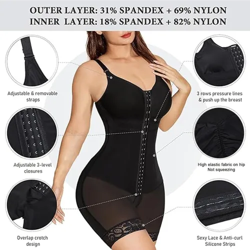 Vista 3 de M MYODRESS Fajas Colombianas Moldeadoras de cuerpo completo para mujer, body de control de abdomen, compresión poscirugía