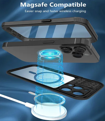 Vista 4 de Funda impermeable diseñada para iPhone 15 Pro, a prueba de golpes, a prueba de polvo, impermeable, para iPhone 15 Pro, funda protectora de cuerpo
