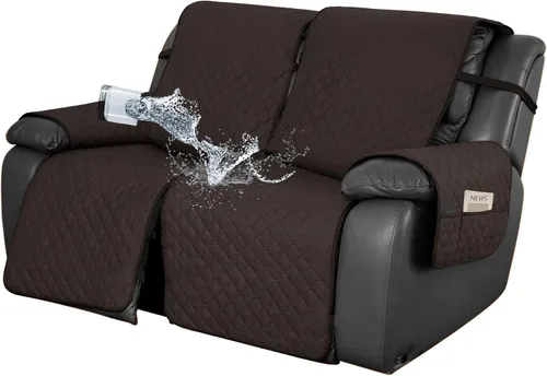 Vista 45 de Easy-Going Funda impermeable para sofá biplaza reclinable con bolsillo, funda de sofá reversible de 1 pieza para sillón reclinable de 2 asientos