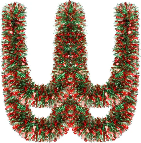 Vista 16 de Ceenna Guirnalda de oropel de Navidad de 150 pies, guirnalda metálica giratoria, brillante para colgar en el árbol de Navidad, suministros de Negro