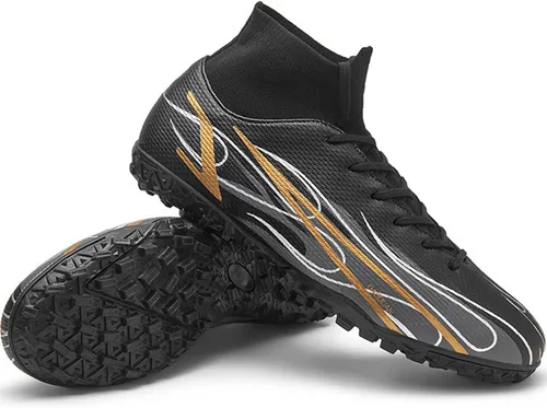 Vista 8 de luluboy Tacos de fútbol para hombre, zapatos de fútbol de alta calidad, con cordones, antideslizantes, botas de césped TF para interiores