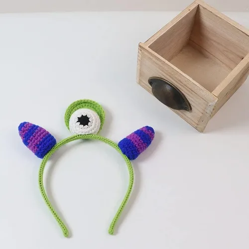 Vista 5 de Pumnao Diadema de alienígena, diadema de ojos de monstruo, diadema de felpa linda para fiestas temáticas para niñas y niños