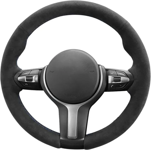 Vista 19 de MEWANT - Funda para volante de automóvil cosida a mano de Athsuede para BMW F87 M2 F80 M3 F82 M4 M5 F12 F13 M6 F85 X2 X5 M F86 X6 M F33 F30 M