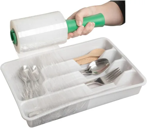 Vista 4 de Envoltura elástica 284855 de la marca Duck con asa de control de tensión, 5 pulgadas x 1000 pies, 1 paquete