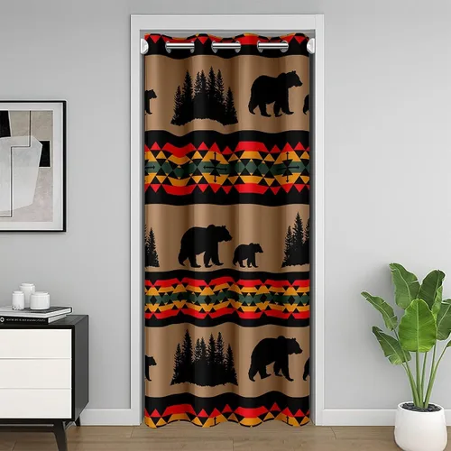Vista 21 de jejeloiu Cow Skull Door Curtain for Doorway Privacy 34x80 Inch 1 Panel Kids Longhorn Skull Closet Cover for Boys Girls Teens Western Desert Room