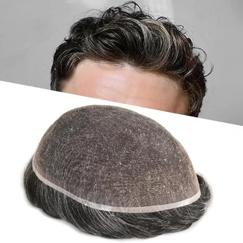 Vista 14 de Toupee para hombres completo francés encaje hombres toupee hairpieces 100% europeo sistema de reemplazo de cabello humano hombres piezas de pelo