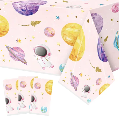Vista 14 de Mantel de mesa para decoración de fiesta, 3 paquetes de mantel de plástico rectangular desechable para piscina de verano, baby shower, cumpleaños