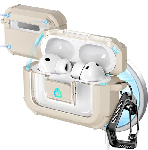 Vista 30 de R-fun Funda de carga compatible con AirPods de 2ª generación 2019, 1ª generación 2016, protección completa contra caídas, tapa desplegable