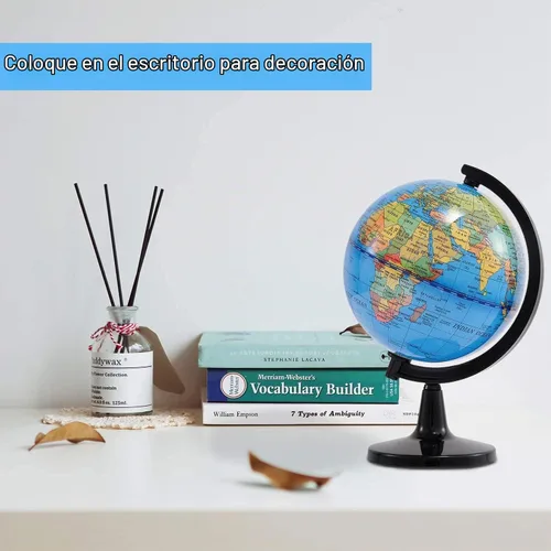 Vista 5 de Wizdar Globo Terráqueo de 4'' para Aprendizaje Infantil, Globos Terráqueos Educativos Giratorios con Mapamundi Tamaño Mini Globo Decorativo