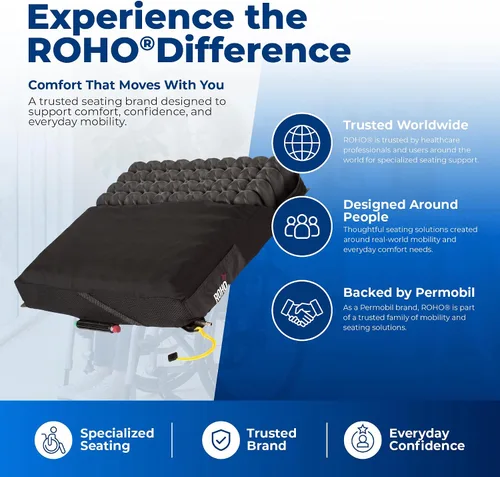 Vista 7 de Roho Quadtro Select QS67C - Cojín para asiento de silla de ruedas de alto perfil y posicionamiento de 11-12 x 13 pulgadas