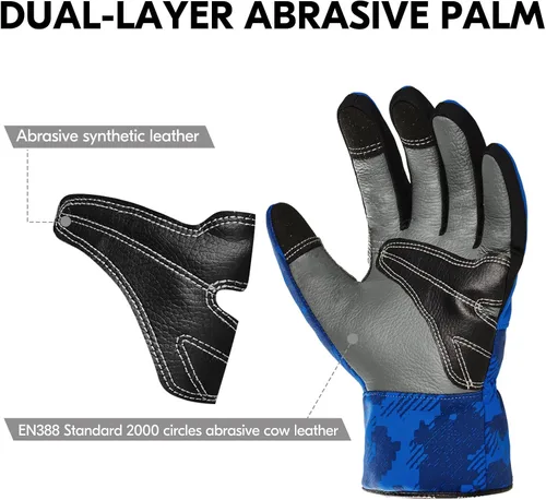 Vista 3 de Vgo... Winter Work Gloves for Men,Cold Weather Waterproof Gloves,Freezer Use,Cow Leather,Touchscreen(CA9790FW)