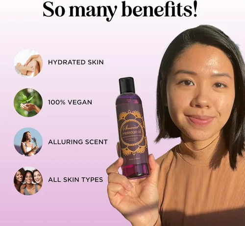 Vista 3 de Aceite natural hipoalergénico para terapia en la piel, masaje sensual con aceite puro de lavanda para hombres y mujeres, 8 onzas