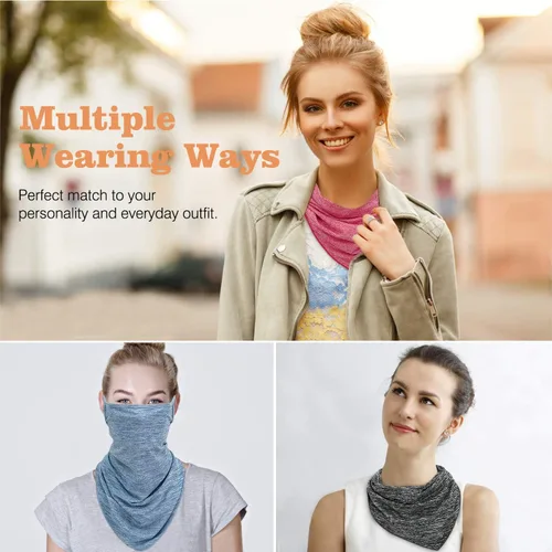 Vista 5 de MoKo Scarf Mask Bandana with Ear Loops 3 Pack, Neck Gaiter Balaclava with Filter Pocket UV Protection Mask