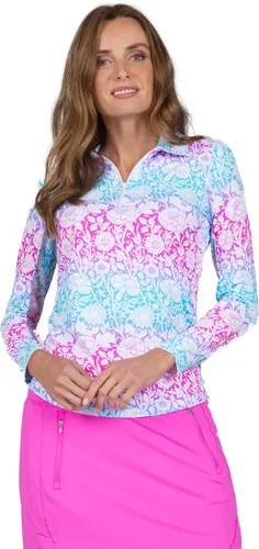 Vista 2 de IBKUL Athleisure Wear 48538 - Polo de manga larga con protección solar UPF 50+ Icefil Cooling Tech Jesse Print