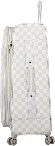 Vista 3 de Steve Madden Equipaje de diseñador, Chalet Gris Claro, Juego de maleta giratoria ligera expandible de 3 piezas - Juego de viaje
