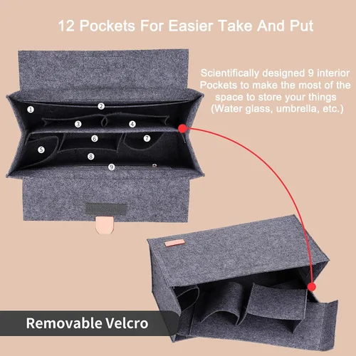 Vista 5 de Doxo Organizador de bolso para bolsos, organizador de fieltro para bolso con 2 tamaños, inserto de bolsa compatible con bolsas D grandes para libros