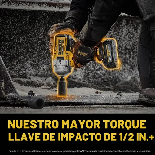 Vista 6 de DEWALT Kit de llave de impacto inalámbrica de 1/2 pulgada MAX XR de 20 V con yunque de anillo de retención rápida, batería y cargador incluidos