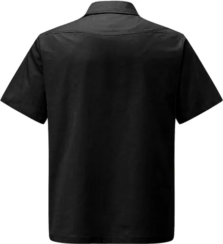 Vista 3 de Camisas casuales con botones para hombre, manga corta, algodón y lino, camisetas de ajuste regular, camisa de vestir de playa de verano