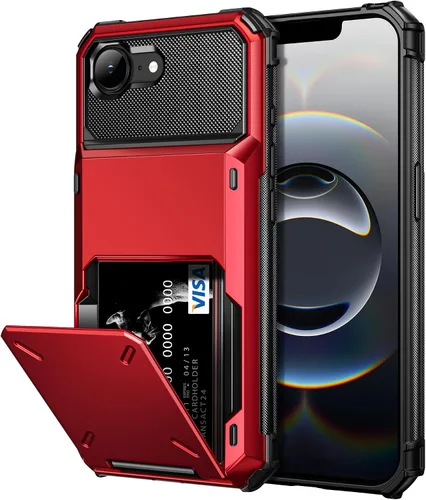 Vista 9 de Vofolen Funda compatible con iPhone 12, cartera 5G, 4 ranuras para tarjetas, tarjetero con bolsillo oculto, doble capa, cubierta trasera protectora