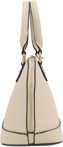 Vista 4 de Bolso de mano clásico Saffiano abovedado con cremallera perimetral Beige