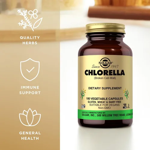 Vista 4 de Solgar Chlorella - 100 cápsulas vegetales - Máxima absorción - Sin OMG, vegano, sin gluten, Kosher - 100 porciones