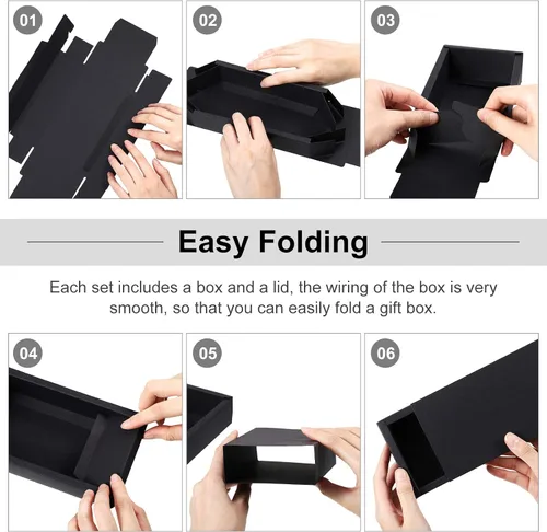 Vista 3 de Zonon 30 piezas de caja de cajón de papel kraft, mini cajas de regalo de cartón para manualidades para negocios y favores de fiesta de bodas, Negro