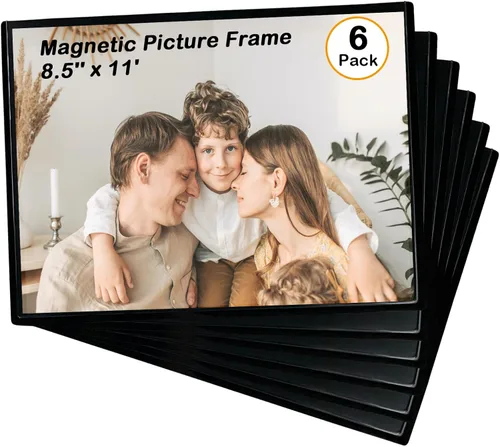 Vista 8 de Marco magnético para fotos, con capacidad para fotos de 5 x 7 pulgadas, fundas negras reutilizables para nevera, taquilla, gabinete de oficina