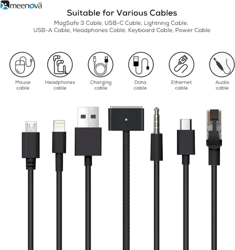 Vista 5 de Meenova Organizador de cables de acero inoxidable 304, peso de papel de metal, organizador de cables estético lindo accesorios de escritorio