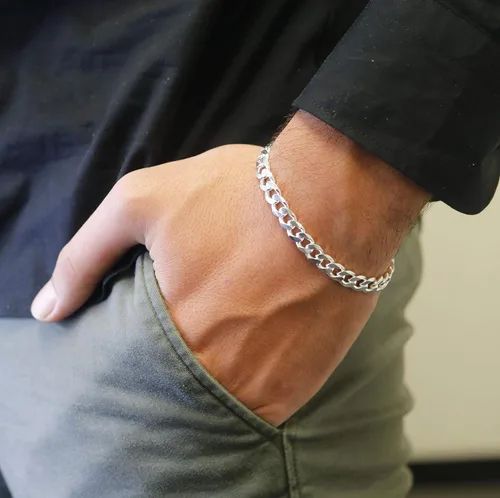 Vista 2 de Verona Jewelers - Pulsera de plata esterlina italiana con eslabones cubanos para hombre, 7.5 mm, 8 mm, 9.2 mm, 11 mm, 15 mm, plata esterlina 925