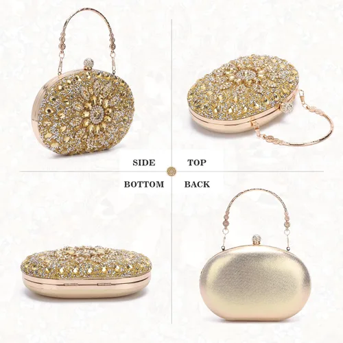 Vista 2 de Bolso de mano de noche con diamantes de imitación para mujer, bolsa de mano con diamantes brillantes y brillantes, bolsa de fiesta de boda de cristal