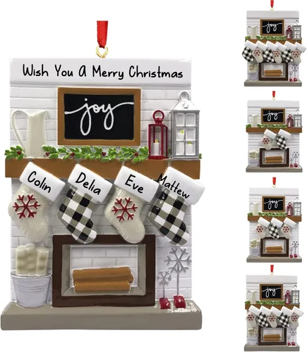 Vista 15 de Adornos de Navidad personalizados para familia de 2, adornos de Navidad familiares personalizados con nombres, decoraciones de Navidad