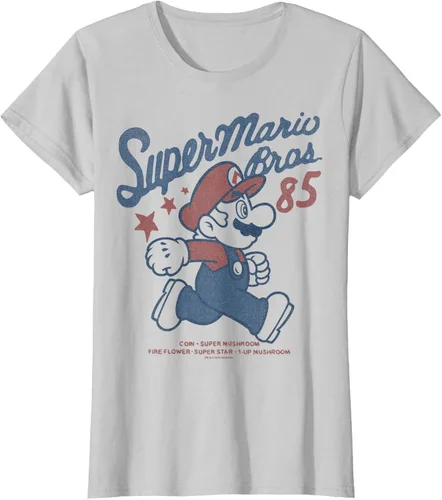 Vista 22 de Nintendo Super Mario Brothers '85 Vintage Stars - Camiseta Gris Oscuro