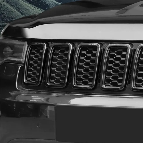 Vista 7 de RT-TCZ 7 piezas de insertos de malla para parrilla delantera, kit de insertos de cubiertas de anillos para Jeep Grand Cherokee 2017 2018 2019 2020
