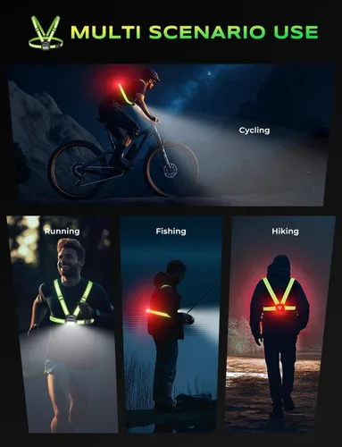 Vista 8 de Viccux 500LM High-Visibility Running Lights for Runners, Adjustable 45° Beam & 360° Reflective Vest, IPX4 Waterproof Running Vest Light for Night