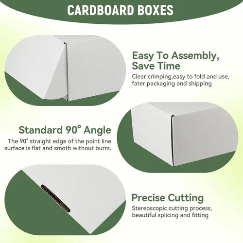 Vista 2 de Juego de 2 cajas de envío de 9 x 6 x 2 pulgadas, cajas de cartón corrugado blanco para publicidad