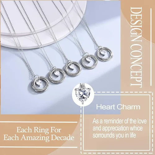 Vista 4 de EFVISD Regalos de cumpleaños para mujeres, collar de plata para mamá, hija, abuela, amiga, hermana, esposa