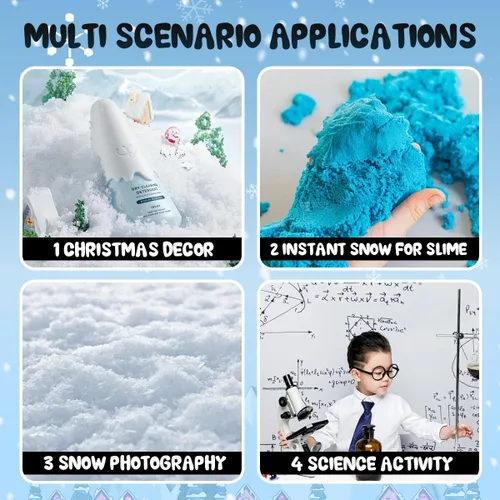 Vista 5 de Polvo de nieve instantáneo, se expande 100 veces con agua (hace 10 galones), no tóxico, ideal para nieve, nieve, manualidades, limo de nube
