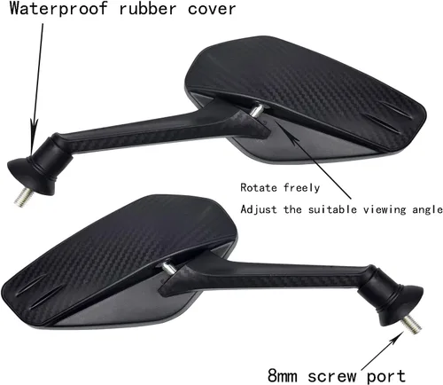 Vista 5 de Mamiko Espejos de Motocicleta Universales de 8MM para Manillares de 7/8" Compatible con ATV Moto de Nieve Scooter Ciclomotor Dirt Bike Sportsman