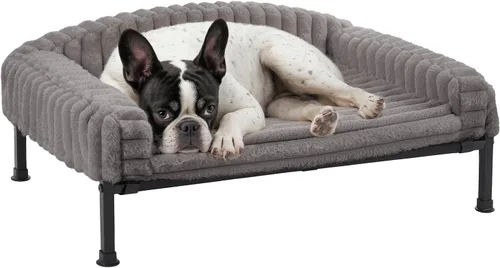 Vista 13 de Veehoo Cama elevada para perros con cojín de cojín, sofá cama de felpa esponjosa para perros pequeños, gatos, cuna elevada lavable para mascotas